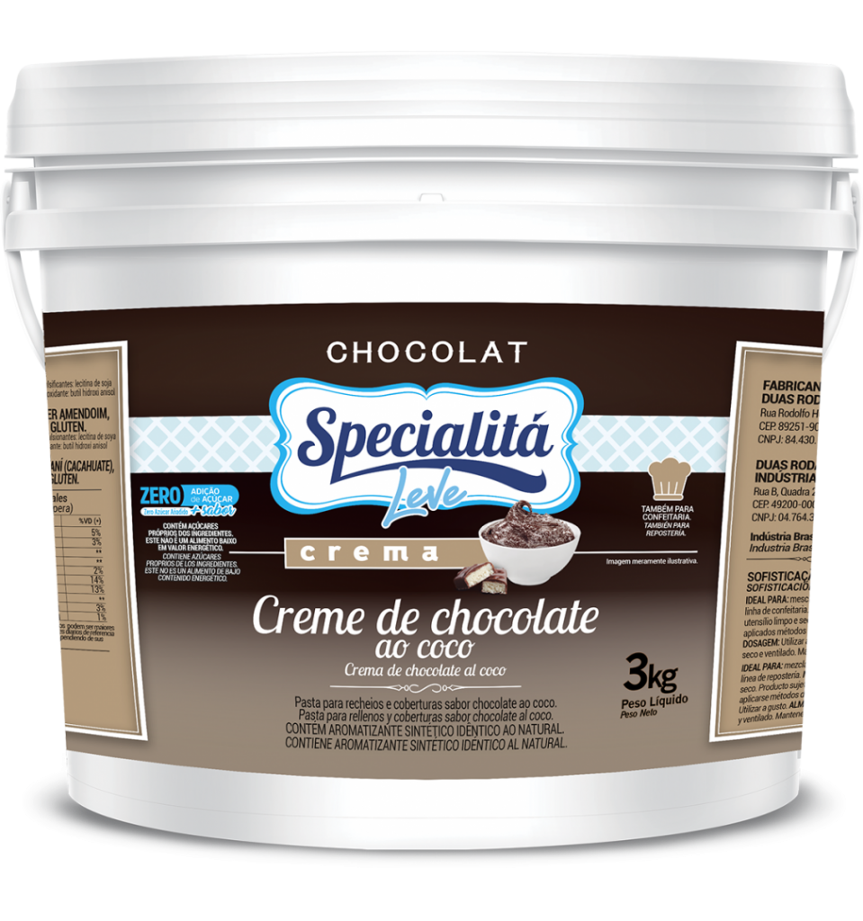 Creme de Chocolate ao Coco – Zero Adição de Açúcar – Specialitá Crema